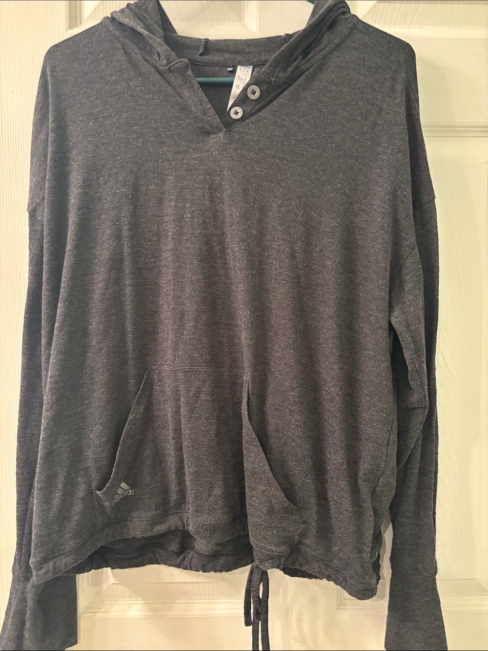 adidas Golf Charcoal Hooded Long-Sleeve Pullover Shirt Women’s Sz XL Drawstring